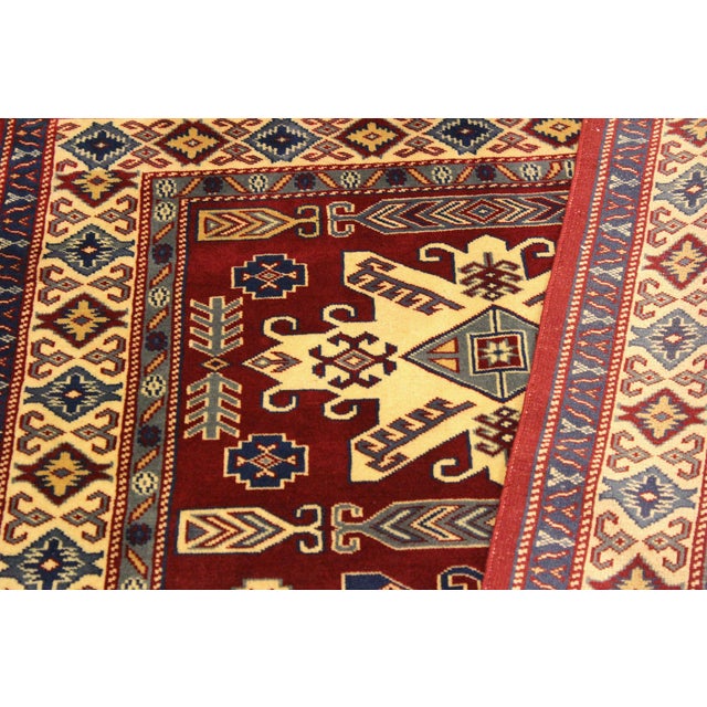 Textile Shabby Chic Tribal Shirwan Red/Beige Wool Rug - 3'7''x5'8'' For Sale - Image 7 of 10
