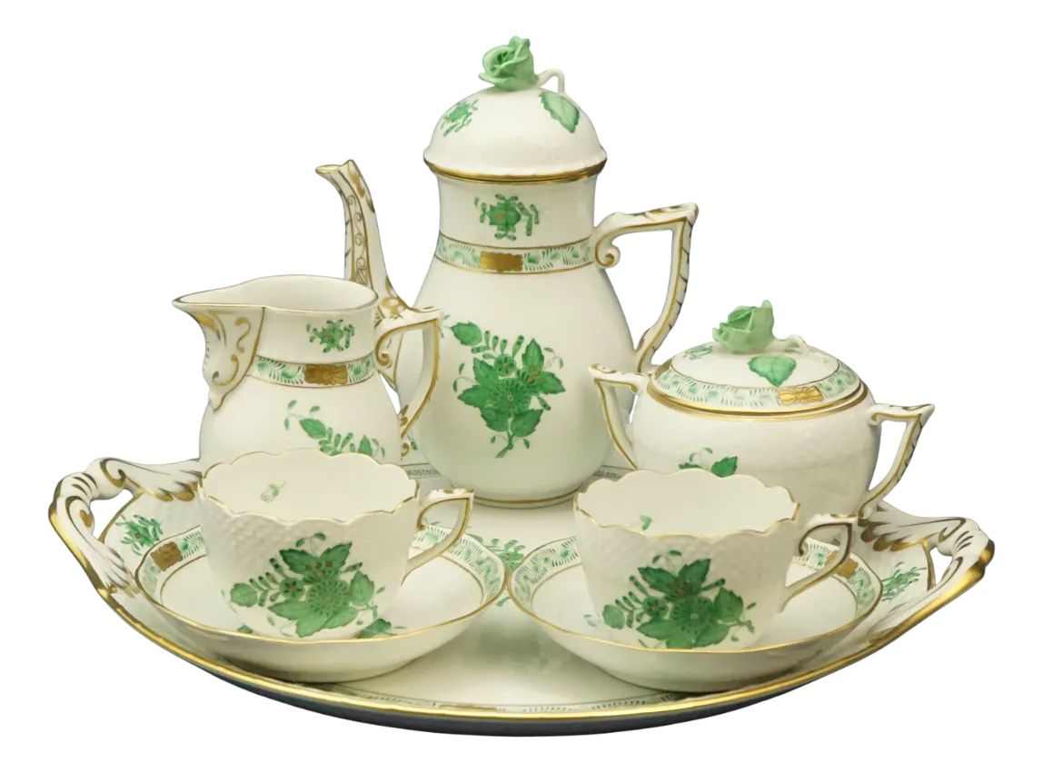 Tete À Tete Coffee Service with Tray in Porcelain with Apponyi