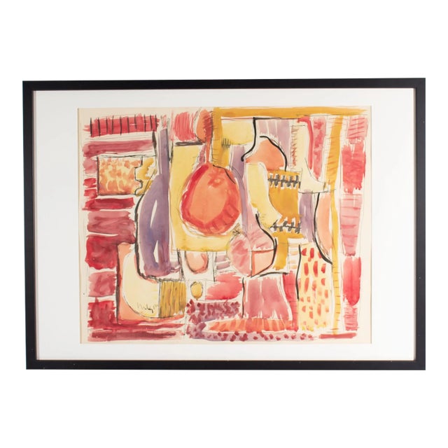 1960s Abstract Watercolor Painting by Harry Hilson For Sale