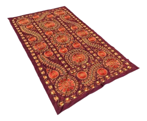 Boho Chic Crochet Bedspread From Handmade Suzani Fabric