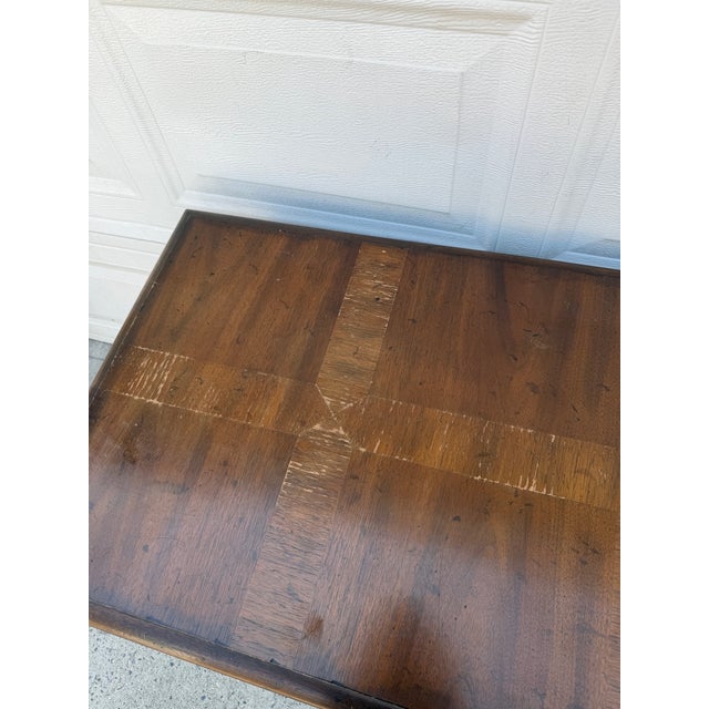 Vintage Jacobean Revival Walnut Console Table With Turned Legs and Stretcher Base For Sale - Image 9 of 12