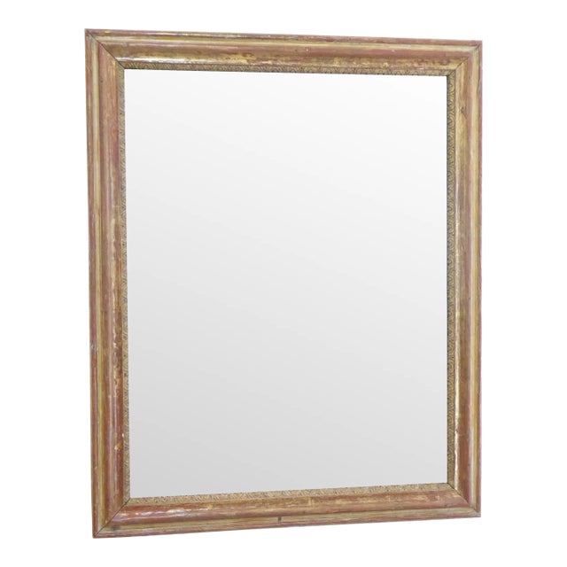 19th Century French Rubbed Gold Mirror For Sale