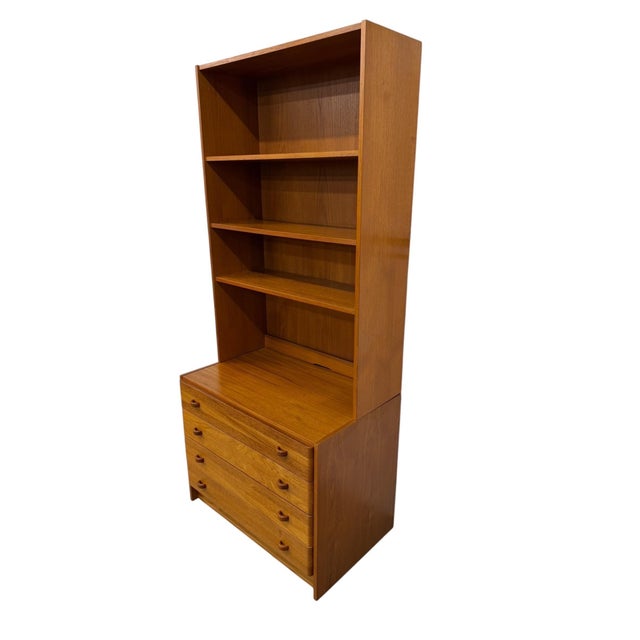 Mid-Century Modern Vintage Danish Modern Domino Møbler 2-Piece Teak Bookcase For Sale - Image 3 of 8