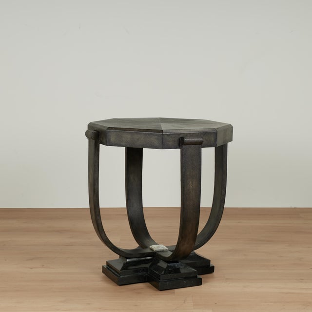 1970s Pair of Vintage Art Deco Style Tables in Faux Shagreen by Maitland Smith For Sale - Image 5 of 15