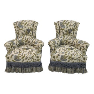Set of Napoleon III Brocade Armchairs, 19th Century For Sale