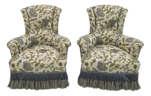 Set of Napoleon III Brocade Armchairs, 19th Century