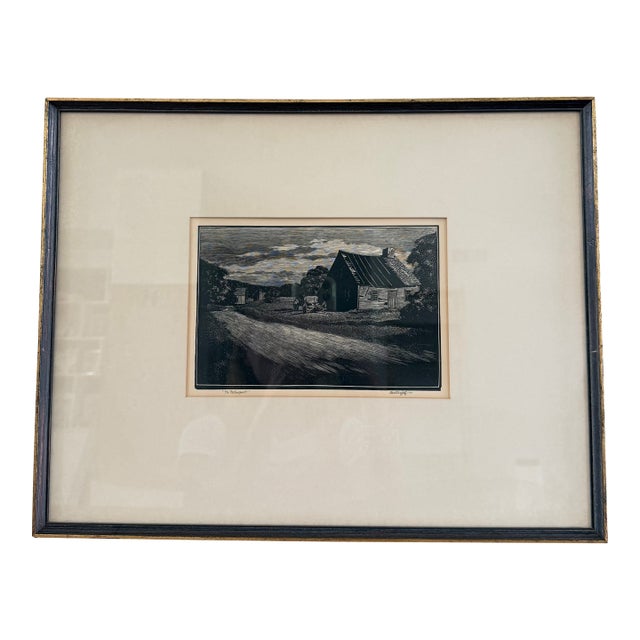 Asa Cheffetz Signed “In Retrospect” 1930 Original American Wood Engraving For Sale