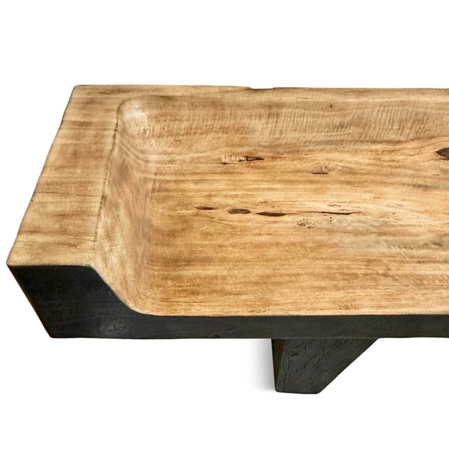Black & Tan Dono Vintage Modern Slab Bench For Sale - Image 4 of 8