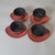 Vintage Japanese Red Cast Iron Dragon & Dragonfly Tea Cups With Enameled Interiors & Saucers – Set of 8 For Sale In Raleigh - Image 6 of 7