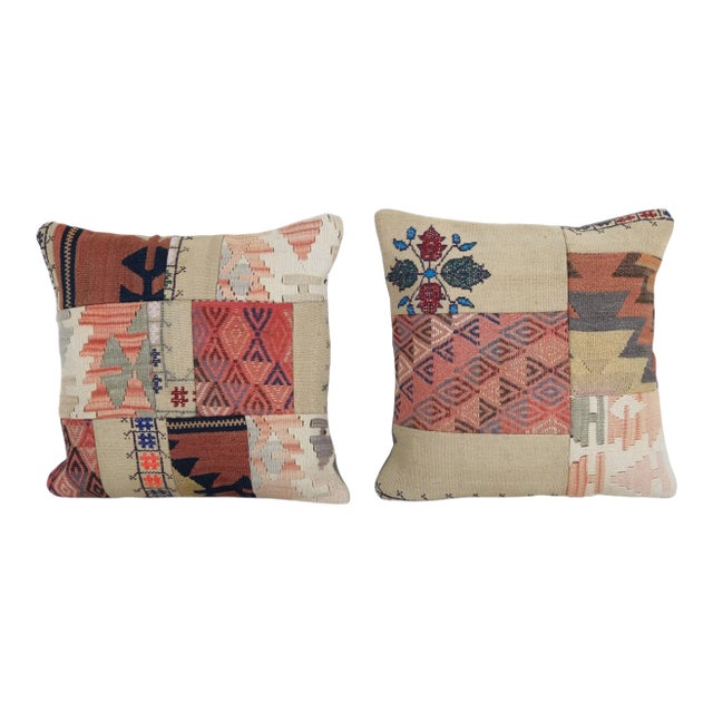 Turkish Patchwork Cushion Cover - a Pair For Sale