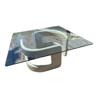 1960s Space Age Hollywood Regency Glass Coffee Table For Sale