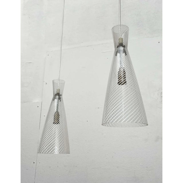 Mid-Century Modern Swirl Glass Pendant Lamps by Aloys Ferdinand Gangkofner for Peill & Putzler, 1950s, Set of 2 For Sale - Image 4 of 18