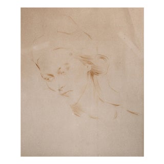 Unknown, Female Portrait Study Drawing, 1890s, Crayon For Sale