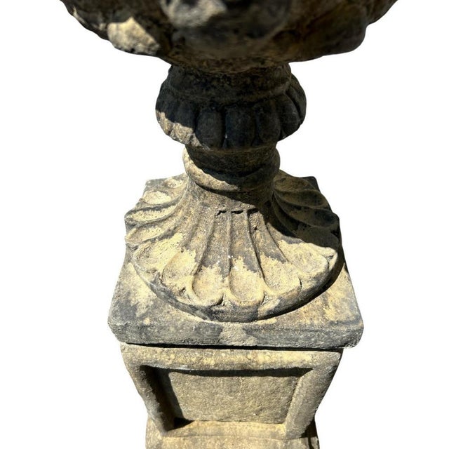 Italian Renaissance Stone Campana Garden Urns, Set of 2 For Sale - Image 4 of 10