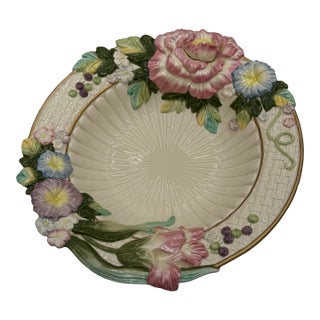 1990s Fitz and Floyd “Les Fleurs” Large Round Ceramic Bowl For Sale
