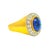 3.00 Carat Blue Sapphire Diamond 18k Gold Bezel Halo Ring, Size 9 For Sale In Los Angeles - Image 6 of 7