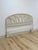 This lovely vintage white wicker arched queen headboard is a warm and beautifully crafted coastal and boho bedroom find....
