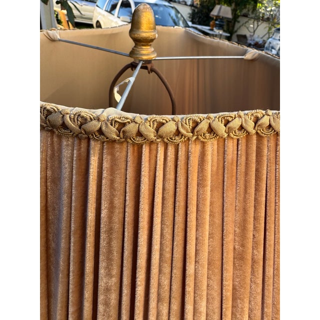 1940s Monumental Murano Glass Lamp With Custom Silk Velvet Fringe Trim Shade For Sale - Image 12 of 17