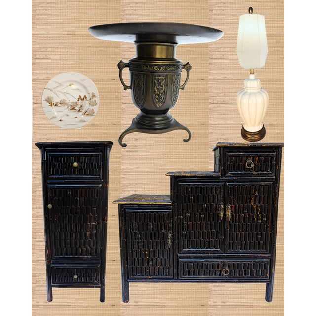 1990s Tall Japandi Split-Reed Tansu Chest | Japan Minimalism Bamboo Slat Vertical Cabinet – 1990s For Sale - Image 10 of 10