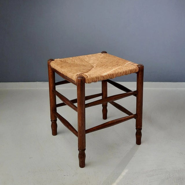 Wood and Rush Stools, 1960s, Set of 3 For Sale - Image 4 of 9