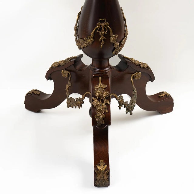 Antique Louis XV Burr Walnut & Marble Side Table With Gilt Brass Accents For Sale - Image 10 of 12