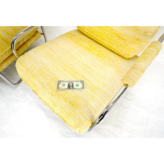 Pair Bent Tube Frame Mid Century Modern Lounge Chairs Baughman Cassina Style For Sale - Image 11 of 14