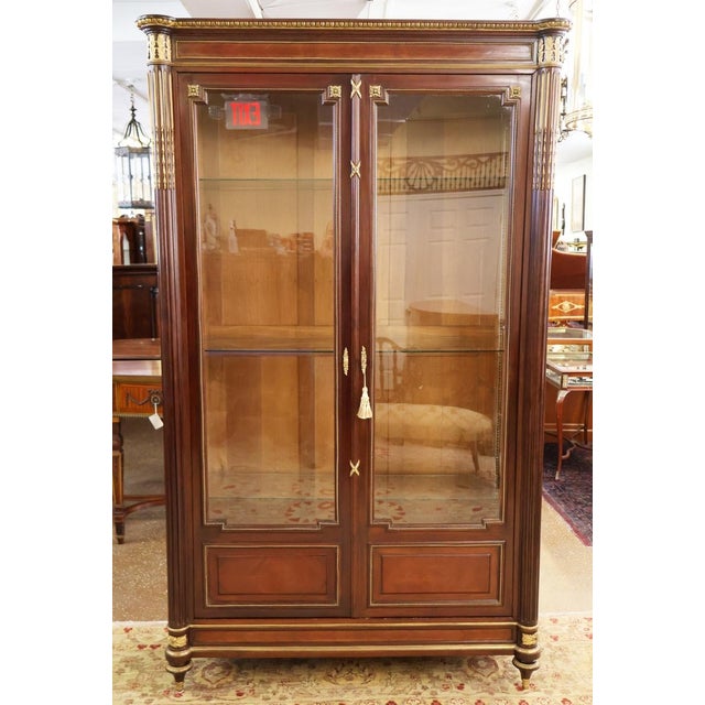 Fine 19th Century French Kingwood Bronze Ormolu Armoire Vitrine China Cabinet Dimensions : 91" Tall X 54" Wide X 21" Deep...
