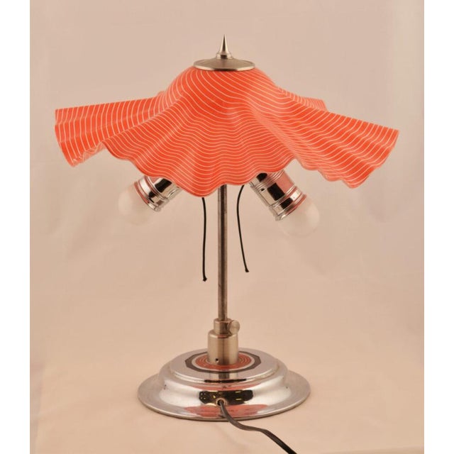1930s Art Deco Table Lamp with Red Glass Globe, 1930s For Sale - Image 5 of 8