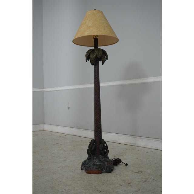 Traditional 1980s Palm Tree & Monkey Floor Lamps With Shades - a Pair For Sale - Image 3 of 13