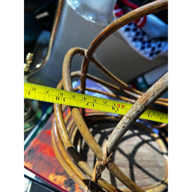 Wood Boho Vintage Wooden Simple Decorative Basket For Sale - Image 7 of 10