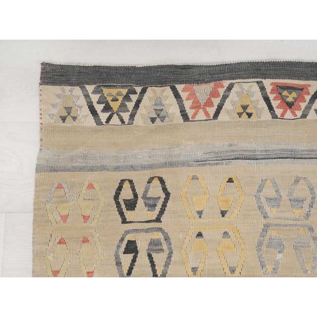 1960 Vintage Turkish Kilim Runner Rug, Handwoven Wool Hallway Runner, Tribal Boho Kitchen Rug, Geometric Anatolian Area Rug For Sale In San Francisco - Image 6 of 8