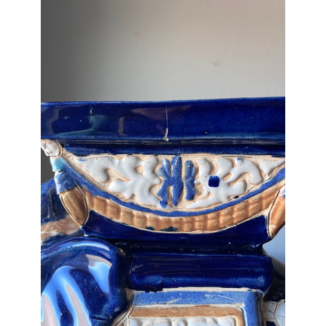 Vintage Elephant Indoor/Outdoor Cobalt Blue Planter 10” Tall For Sale In Dallas - Image 6 of 9
