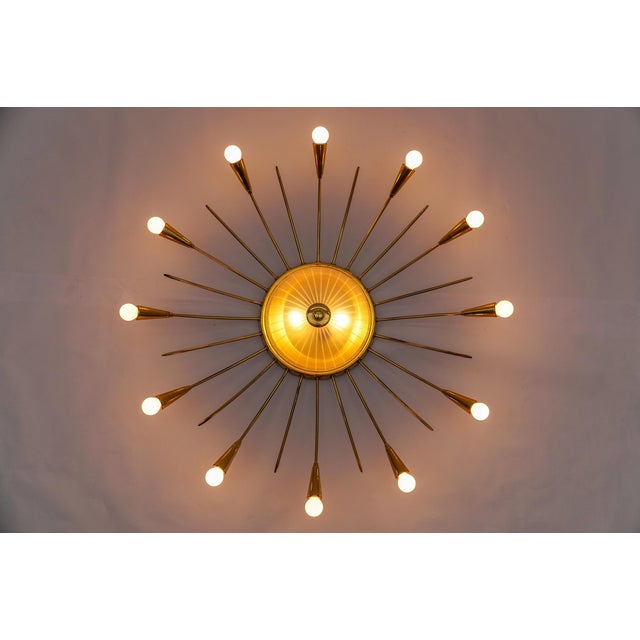Large Mid-Century Modern 12-Arm Brass and Glass Sputnik Lamp, Germany, 1950s For Sale - Image 14 of 18