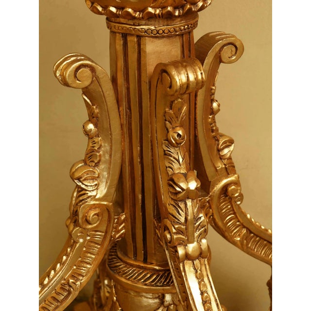 Glass Gold Lanterns on Carved Legs, Set of 2 For Sale - Image 7 of 12
