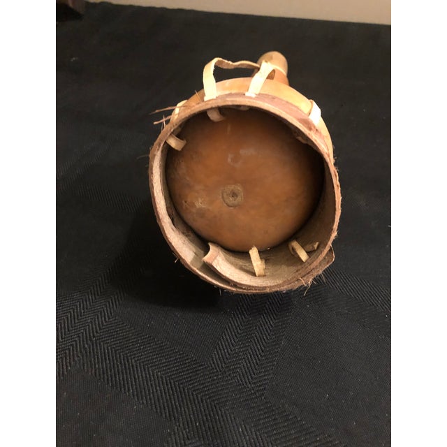 1960s Mid-Century Ethiopian Oromo Hand-Carved Gourd Vessel With Leather Harness For Sale - Image 5 of 6