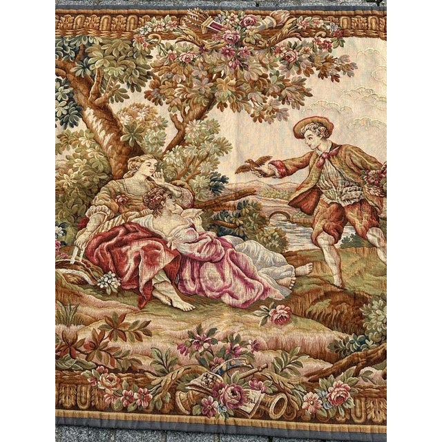 Mid-Century Modern Mid-Century Modern French Aubusson Style Jacquard Halluin Tapestry, 1960s For Sale - Image 3 of 18