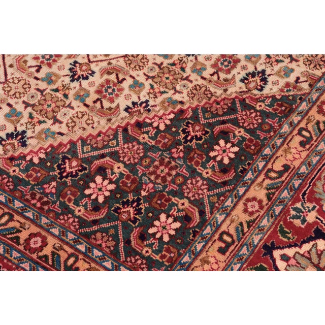 Art Nouveau Boho Chic Persian Tabriz Mahi Blue/Red Wool Rug - 9'11'' X 12'6'' For Sale - Image 3 of 10
