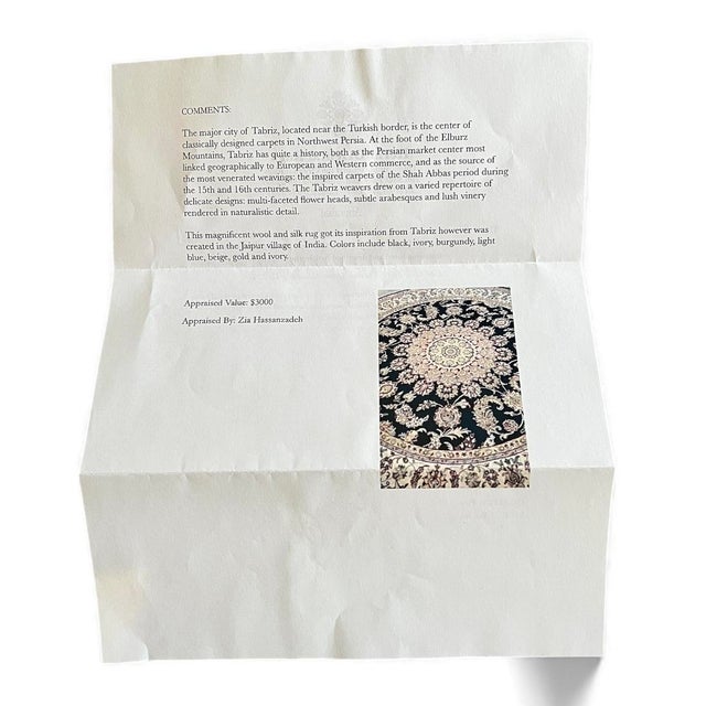 2020s Indo Tabriz Hand-Knotted Wool and Silk 8-Foot Round Rug For Sale - Image 5 of 7