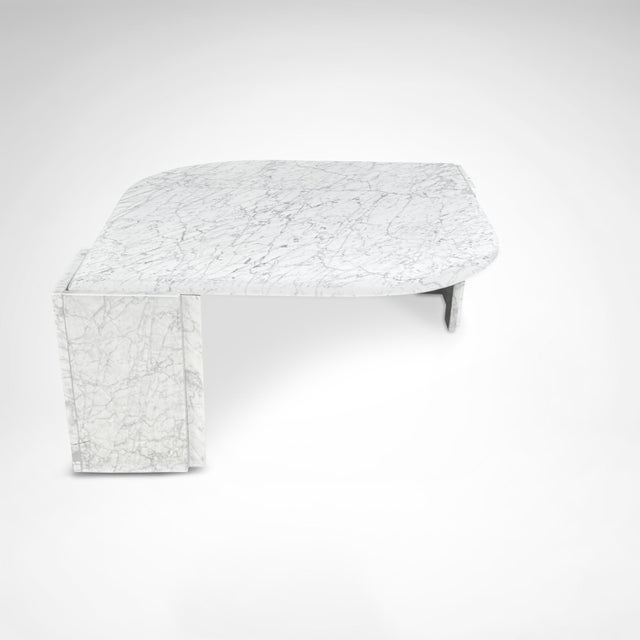 Contemporary German Teardrop Coffee Table with Carrara Marble, 1980s For Sale - Image 3 of 10