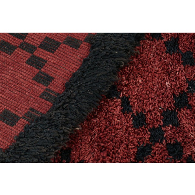 Textile Vintage Moroccan Rug in Red With Black Diamond Patterns, From Rug & Kilim For Sale - Image 7 of 7