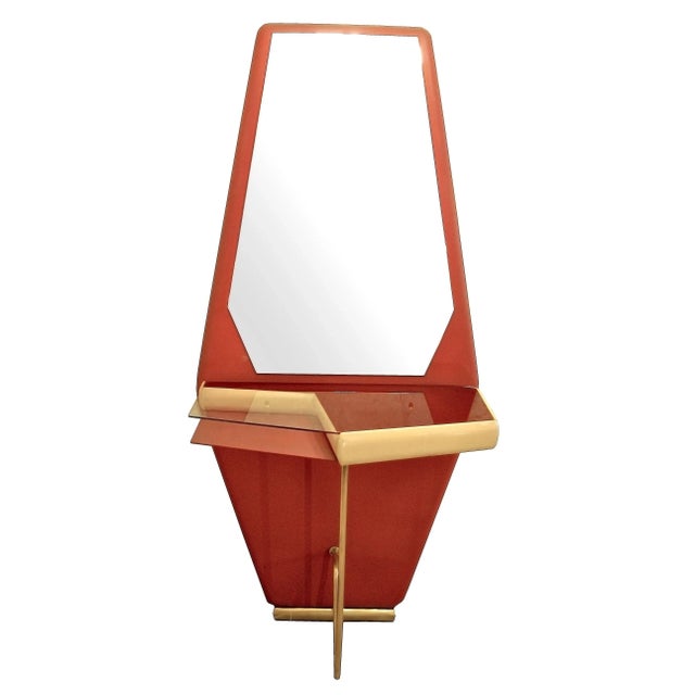 Mid-Century Modern Mid-Century Italian Brass & Wood Console Table, 1960s For Sale - Image 3 of 11