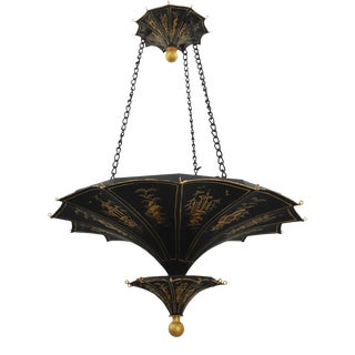 A Vintage Two-Story Inverted Umbrella Ceiling Chandelier With Bells For Sale