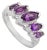 Lustrous Five-Stone Marquise Amethyst Sterling Silver Ring - Size 8 For Sale