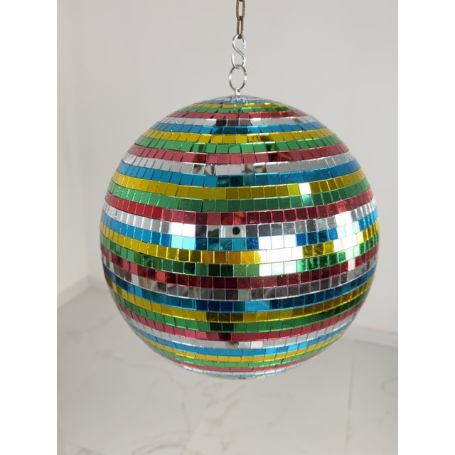 Blue Multicolor Disco Ball with Mosaic Mirror and Rotor, 1990s For Sale - Image 8 of 8