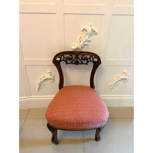 Antique Victorian Side Chairs in Carved Walnut, 1860, Set of 2 For Sale - Image 12 of 17