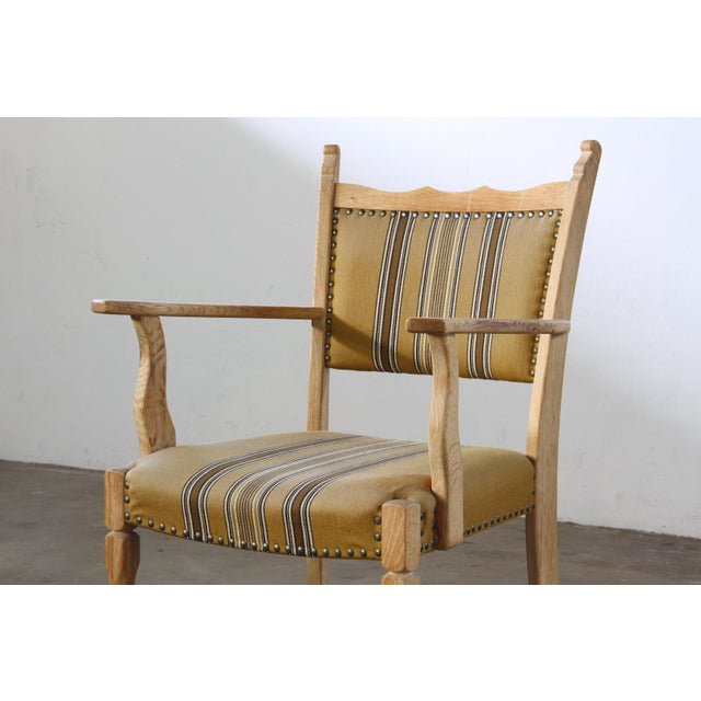 Vintage Danish Oak Brutalist Armchair in the style of Henning Kjærnulf, 1960s For Sale - Image 10 of 18
