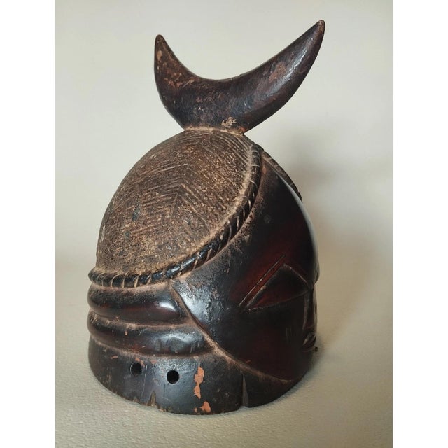Mende Crescent-Moon Wooden Helmet Mask, Sierra Leone, 1960, in Very Good conditions. Designed 1960 to 1969