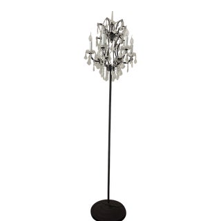 Restoration Hardware Rococo Iron & Clear Crystal Floor Lamp For Sale