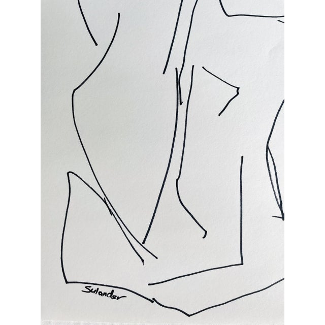 Figurative Post-Modern Figurative Drawing by Erik Sulander in Ink on Paper, Signed, Framed. For Sale - Image 3 of 5