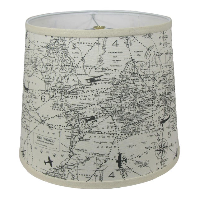 16" World Map Drum Lamp Shade For Sale